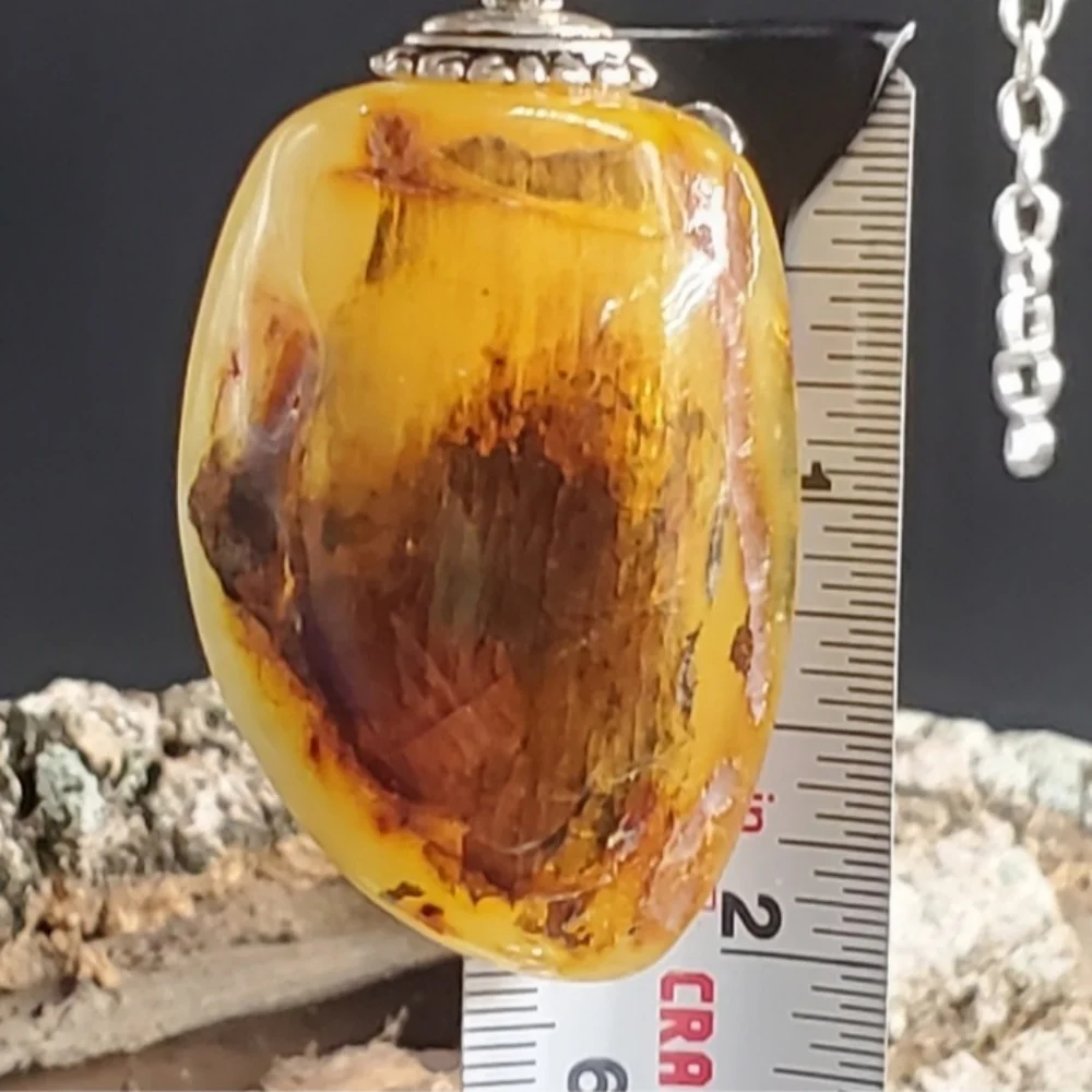 Amber Jewelry GENUINE AMBER Raw Amber Nugget Stone Pendant Leather